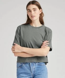 RICHER POORER RELAXED SHORT SLEEVE CROP TEE GUNMETAL NEW IN 9 RICHER POORER RELAXED SHORT SLEEVE CROP TEE GUNMETAL NEW IN