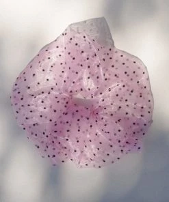 PIPE AND ROW NEW IN SHEER DOT PINK SCRUNCHIE