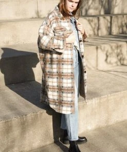 PIPE AND ROW NEW IN QUILTED BLAKE PLAID COAT COFFEE 14 PIPE AND ROW NEW IN QUILTED BLAKE PLAID COAT COFFEE