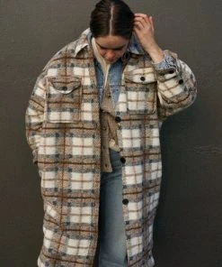 PIPE AND ROW NEW IN QUILTED BLAKE PLAID COAT COFFEE 15 PIPE AND ROW NEW IN QUILTED BLAKE PLAID COAT COFFEE