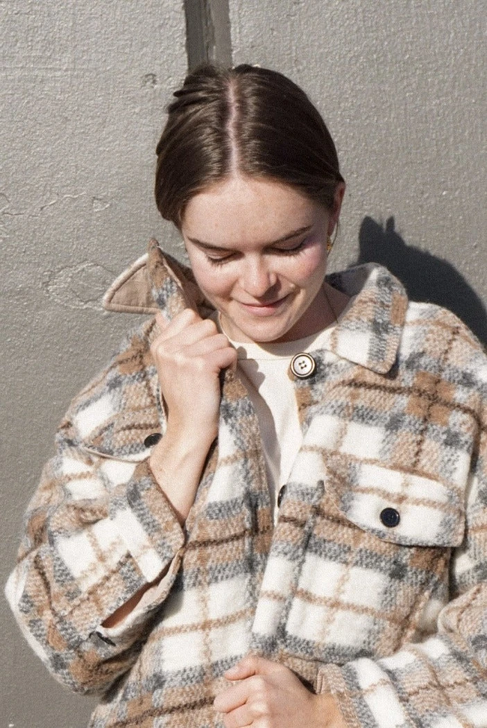 PIPE AND ROW NEW IN QUILTED BLAKE PLAID COAT COFFEE 8 PIPE AND ROW NEW IN QUILTED BLAKE PLAID COAT COFFEE