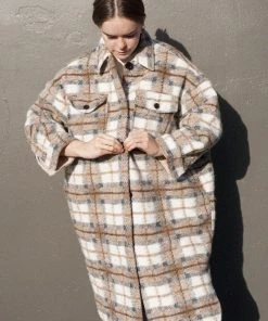 PIPE AND ROW NEW IN QUILTED BLAKE PLAID COAT COFFEE 17 PIPE AND ROW NEW IN QUILTED BLAKE PLAID COAT COFFEE