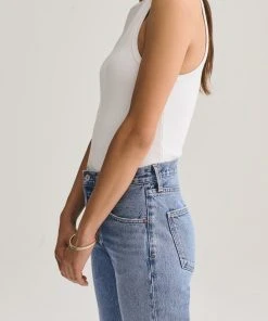 AGOLDE RIB HIGH NECK TANK WHITE NEW IN 10 AGOLDE RIB HIGH NECK TANK WHITE NEW IN