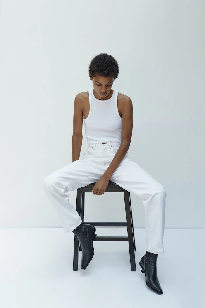 AGOLDE RIB HIGH NECK TANK WHITE NEW IN 3 AGOLDE RIB HIGH NECK TANK WHITE NEW IN