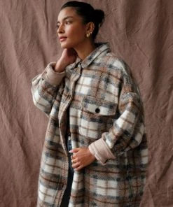 PIPE AND ROW NEW IN QUILTED BLAKE PLAID COAT COFFEE 12 PIPE AND ROW NEW IN QUILTED BLAKE PLAID COAT COFFEE