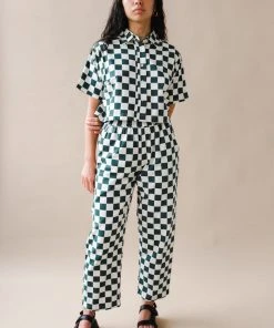 DUSHYANT SHORT SLEEVE CHECKERED TOP