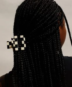 PIPE AND ROW SMALL SQUARE HAIR CLAW CHECKER BLACK/WHITE NEW IN