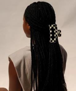 PIPE AND ROW NEW IN XL CHECKER HAIR CLAW BLACK/WHITE