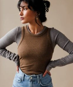 AGOLDE MAYA SCOOP NECK RIB LONG SLEEVE NEW IN