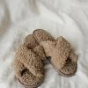 PIPE AND ROW BROWN SHEARLING SLIPPERS NEW IN