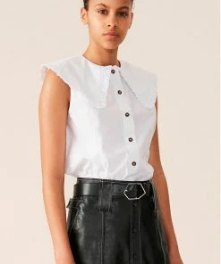 GANNI COTTON POPLIN SLEEVELESS SPRING '22
