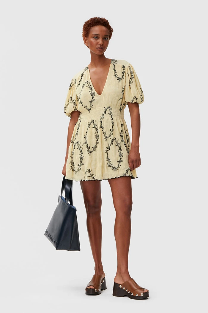 GANNI PLEATED GEORGETTE MINI DRESS 1 GANNI PLEATED GEORGETTE MINI DRESS