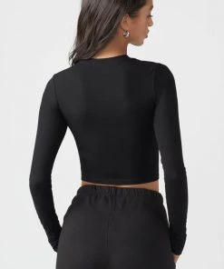 JOAH BROWN CROPPED CREW LONGSLEEVE