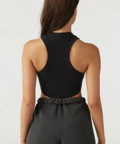 JOAH BROWN CROP RIB BODY TANK