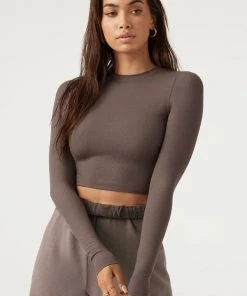 JOAH BROWN SPRING '22 CROPPED CREW LONGSLEEVE