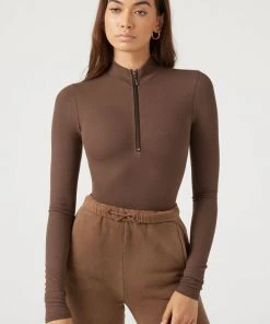 JOAH BROWN SPRING '22 HALF ZIP MOCK NECK