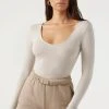 JOAH BROWN SCOOP NECK LONG SLEEVE SPRING '22