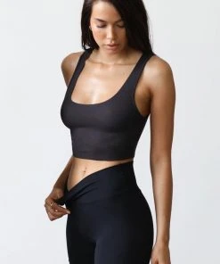 JOAH BROWN RAW EDGE CROP TANK SPRING '22