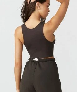 JOAH BROWN RAW EDGE CROP TANK SPRING '22