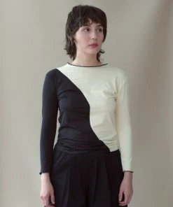 NIN STUDIO SWIRL MESH LONG SLEEVE TOP