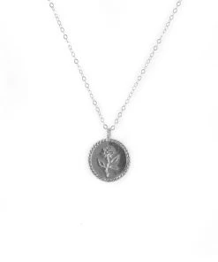 WOLF CIRCUS ROSE COIN NECKLACE SILVER NEW IN