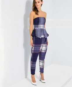 FINDERS KEEPERS NAVY TARTAN MATCHMAKER PANT SALE