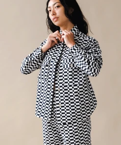 DUSHYANT LONG SLEEVE CHECKERED TOP