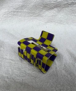 PIPE AND ROW SPRING '22 SMALL SQUARE HAIR CLAW CHECKER HUSKY PURPLE